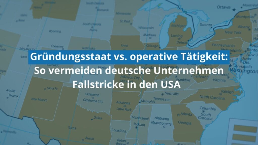USA-Karte mit deutschem Wirtschaftstitel