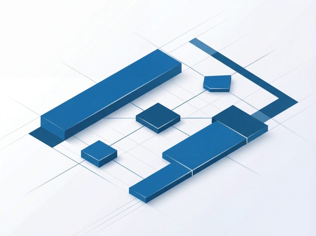 Abstrakte blaue 3D-Balken auf weißem Hintergrund