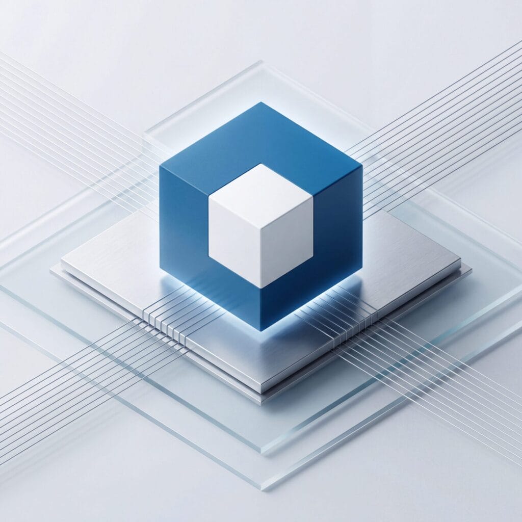 Geometrische Würfel in Blau und Weiß